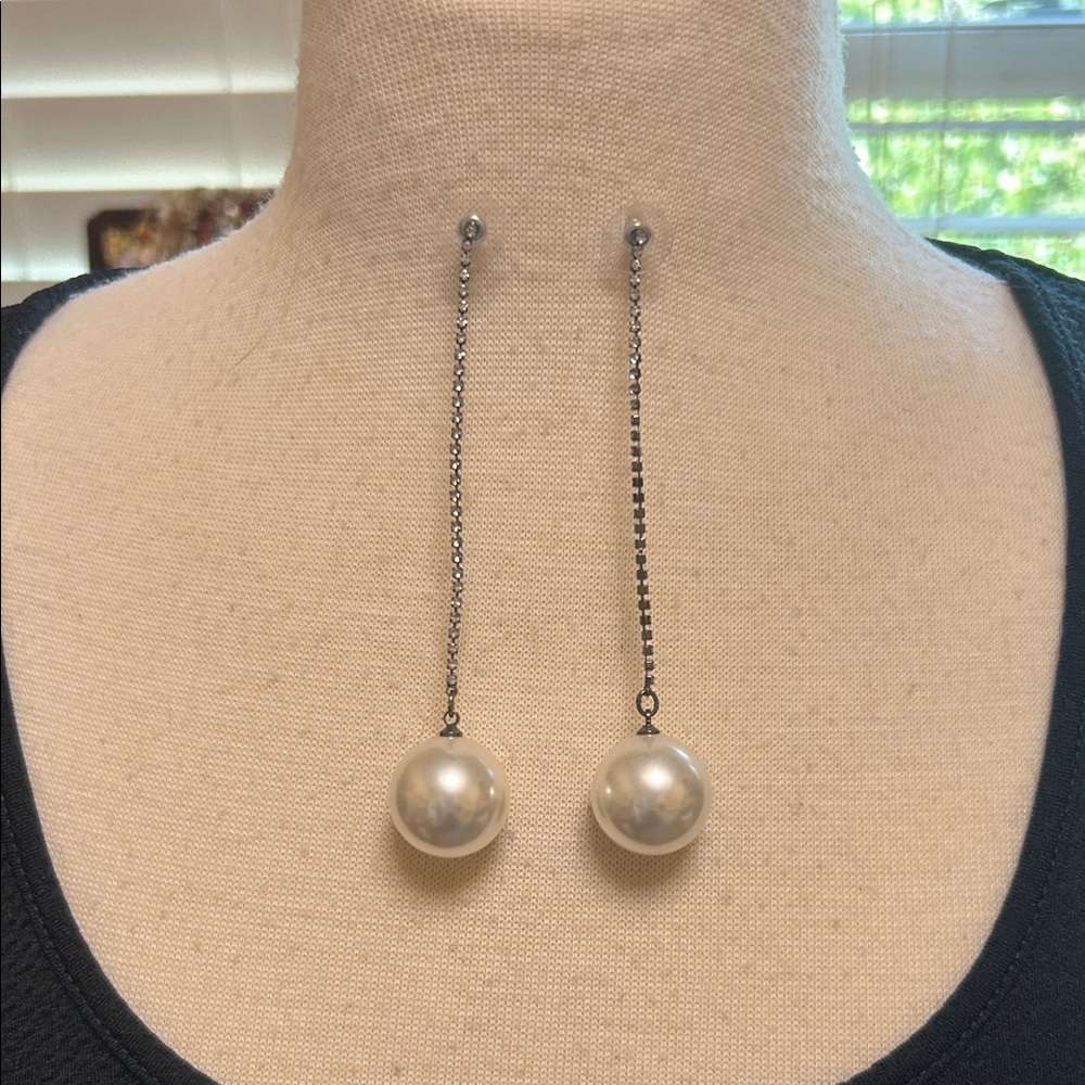 Park Lane Silver Chain Pearl Earrings